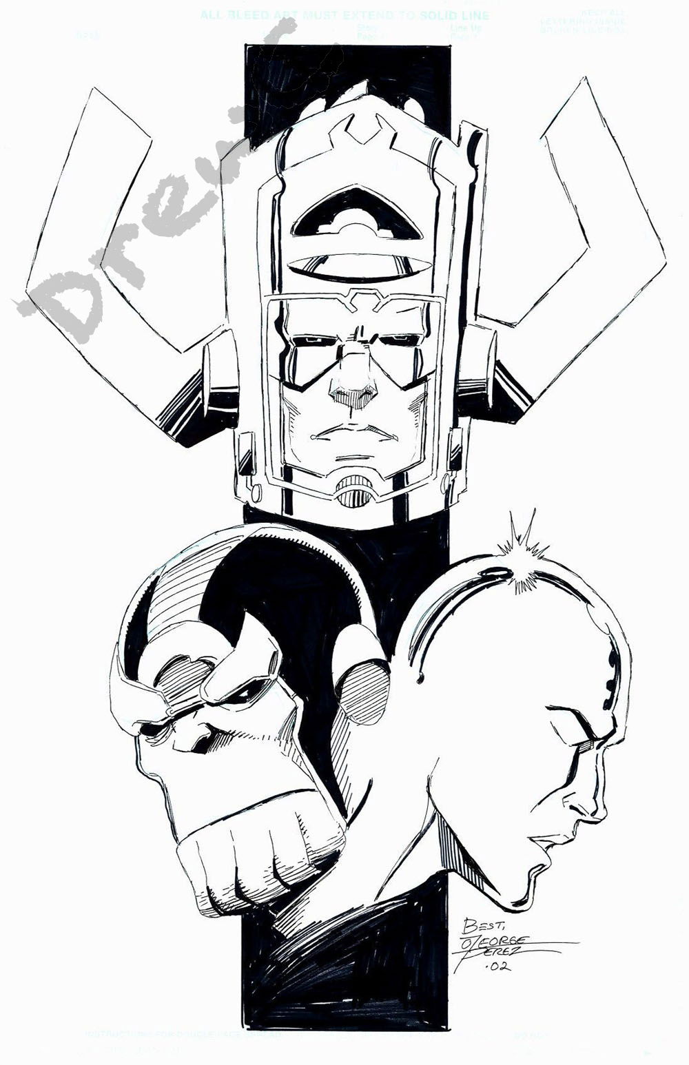 George Perez Galactus Silver Surfer Thanos In Drew C S Misc