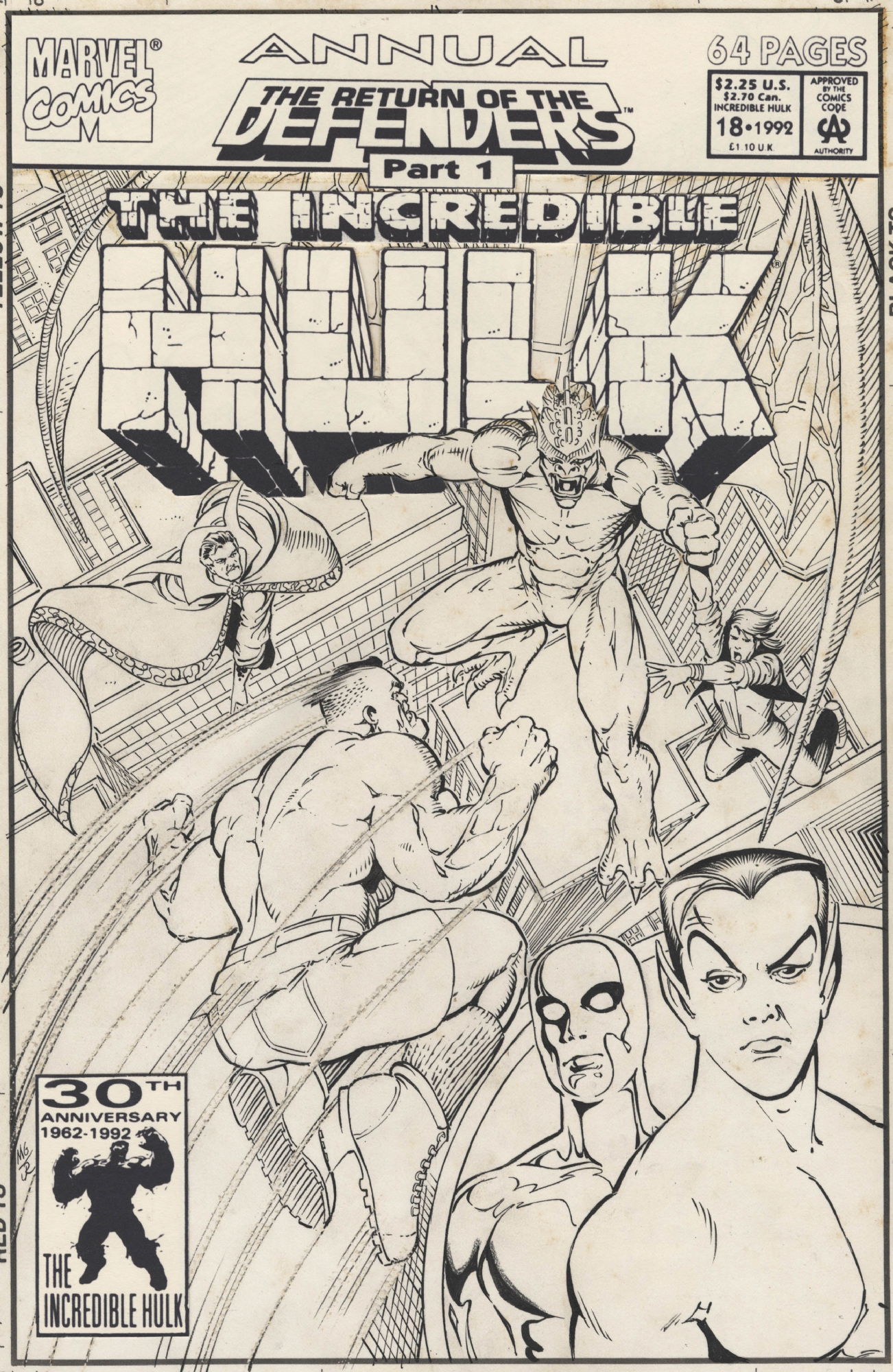 KEVIN MAGUIRE INCREDIBLE HULK ANNUAL 18 COVER 1992 THE RETURN OF THE