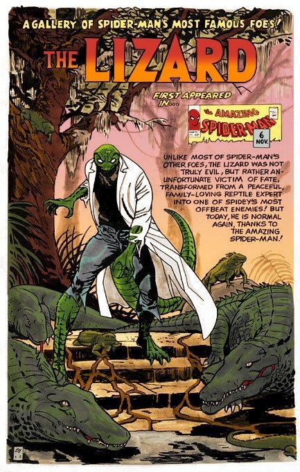 1964 Amazing Spider Man Annual Lizard Pin Up Recreated By Joshua