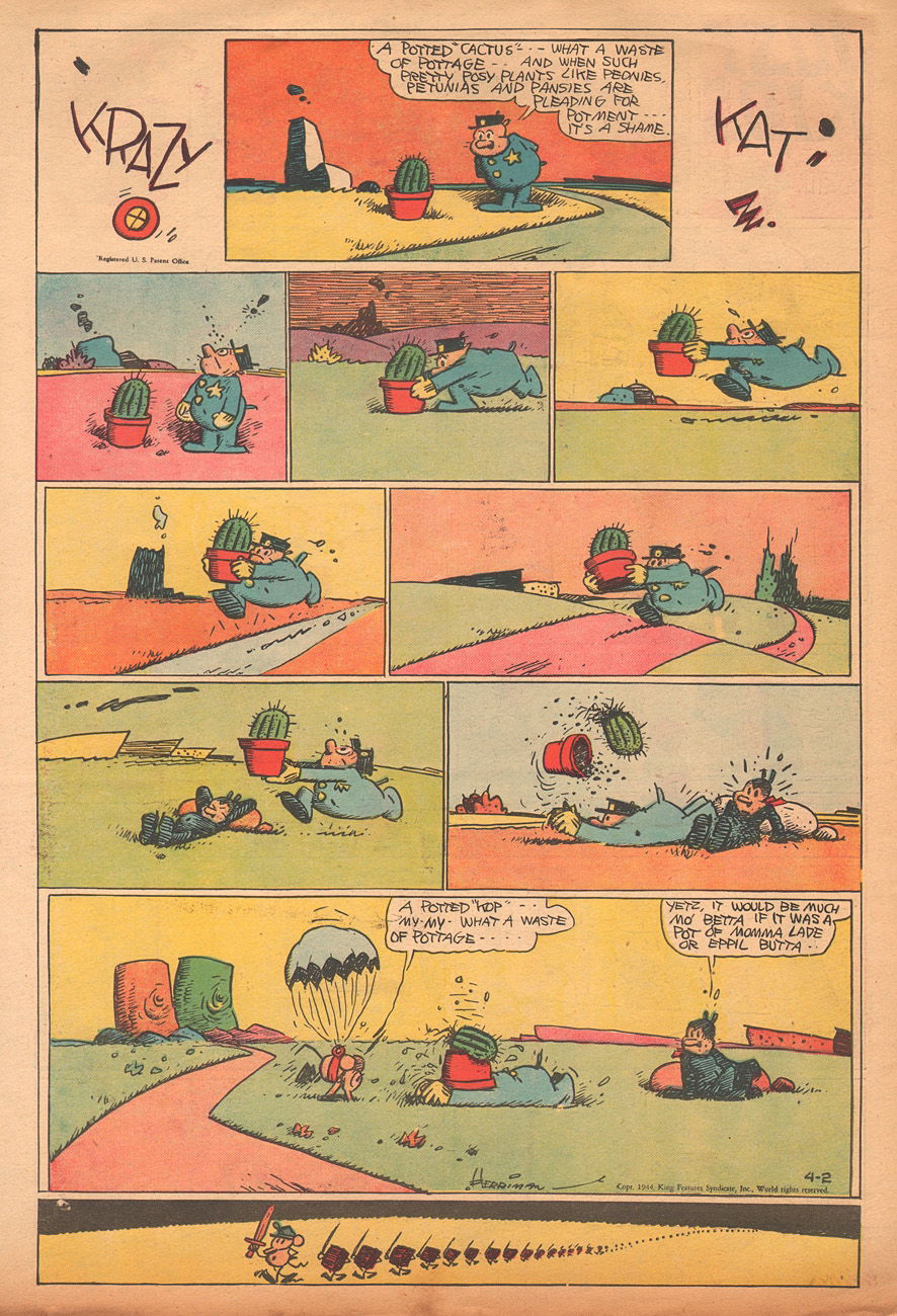 George Herriman Krazy Kat Sunday Page Tearsheet April 2 1944 In