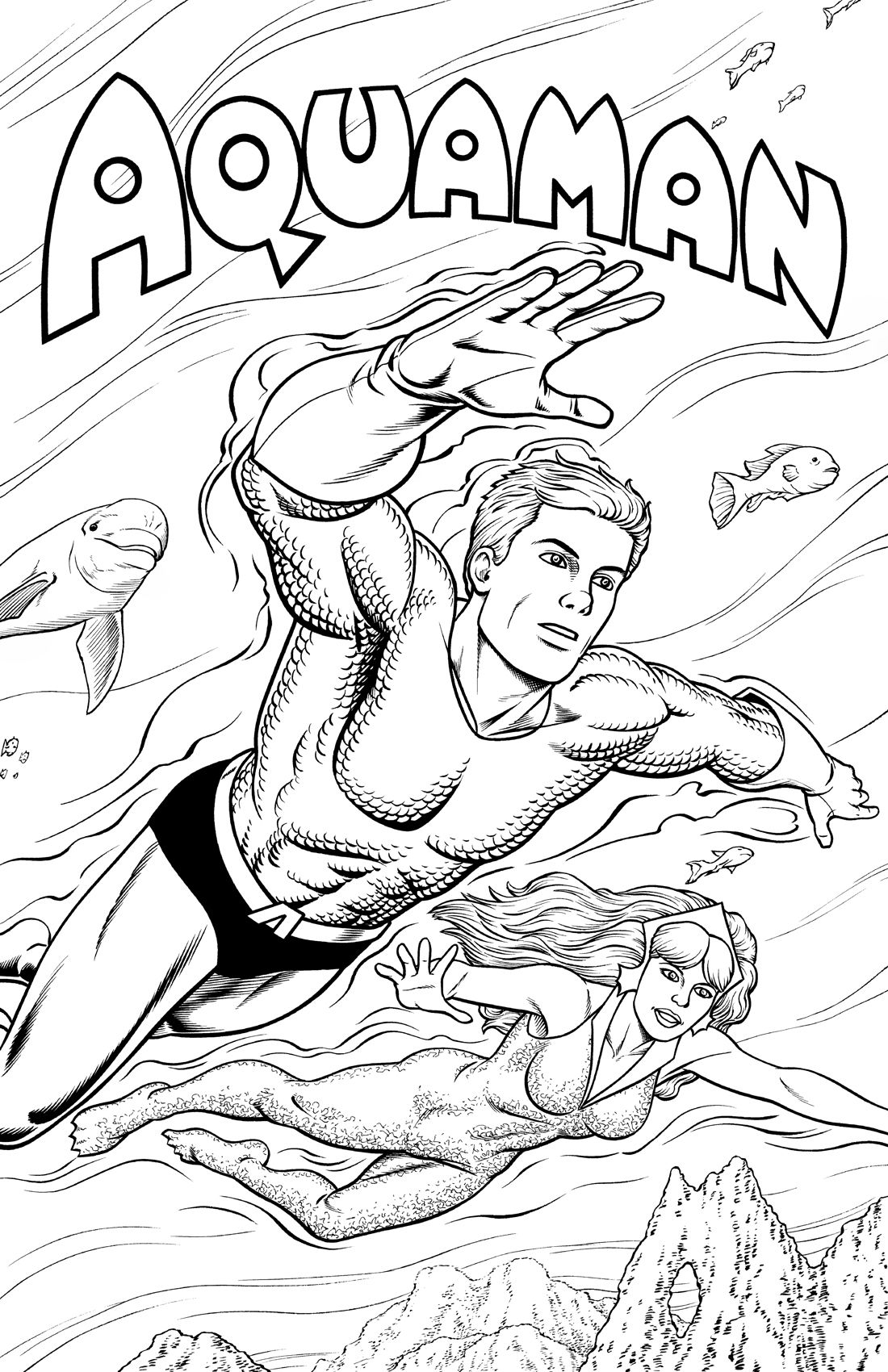 Aquaman Pin Up With Logo And Mera In Arthur Chertowsky S Artist Brendon And Brian Fraim DC