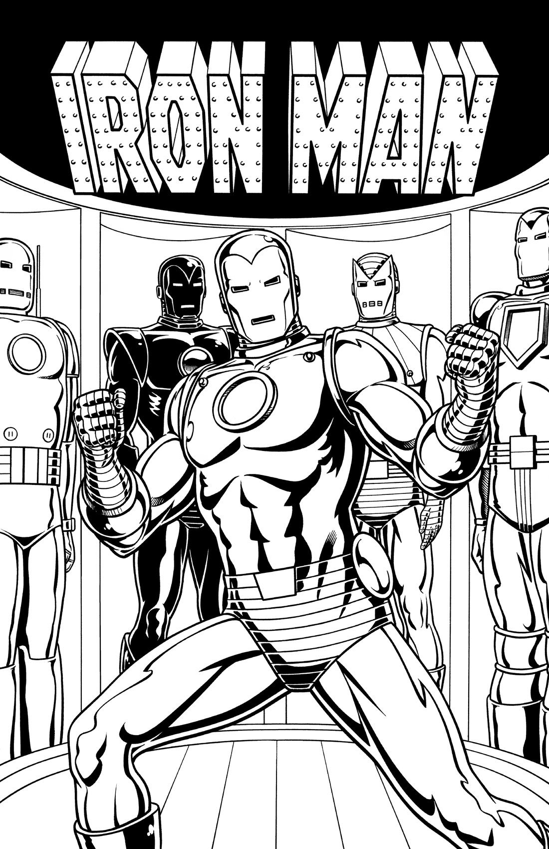 Iron Man Logo Pin Up Multiple Suits Of Armor In Arthur Chertowsky S Artist Brendon And