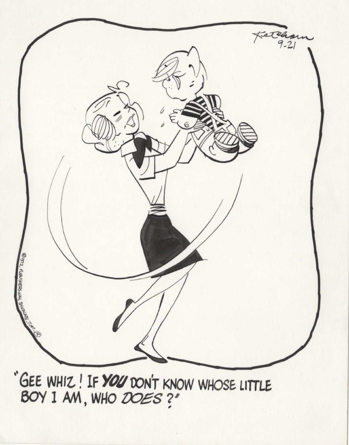 KETCHAM HANK Dennis The Menace Daily 9 21 1972 Dennis Swung By Mom