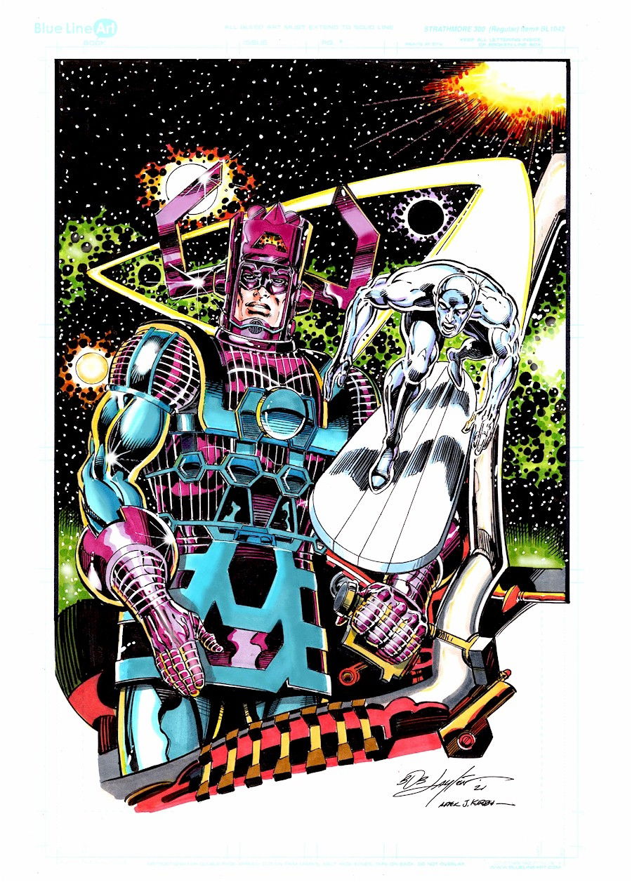 Jack Kirby Galactus And The Silver Surfer Color Drawing In Bob Layton