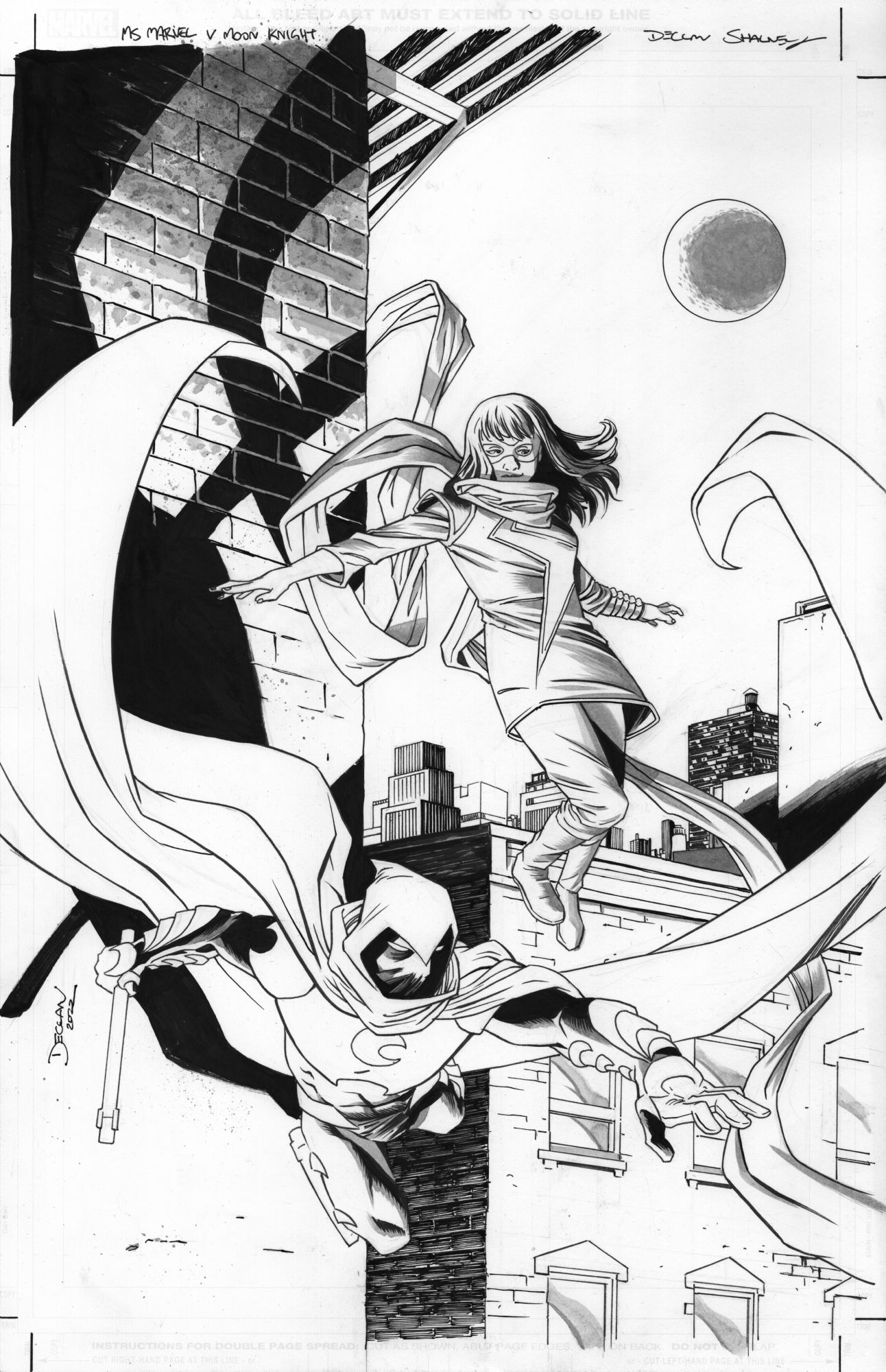 Ms Marvel And Moon Knight Variant Cover In Alberto Gonzalez S