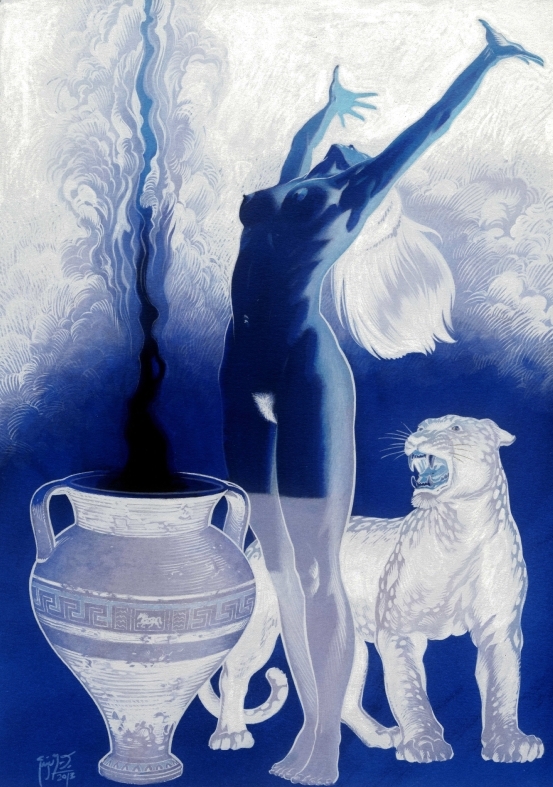 Nude Blue Enchantress In Red Raven S Collectionneur Comic Art Gallery Room