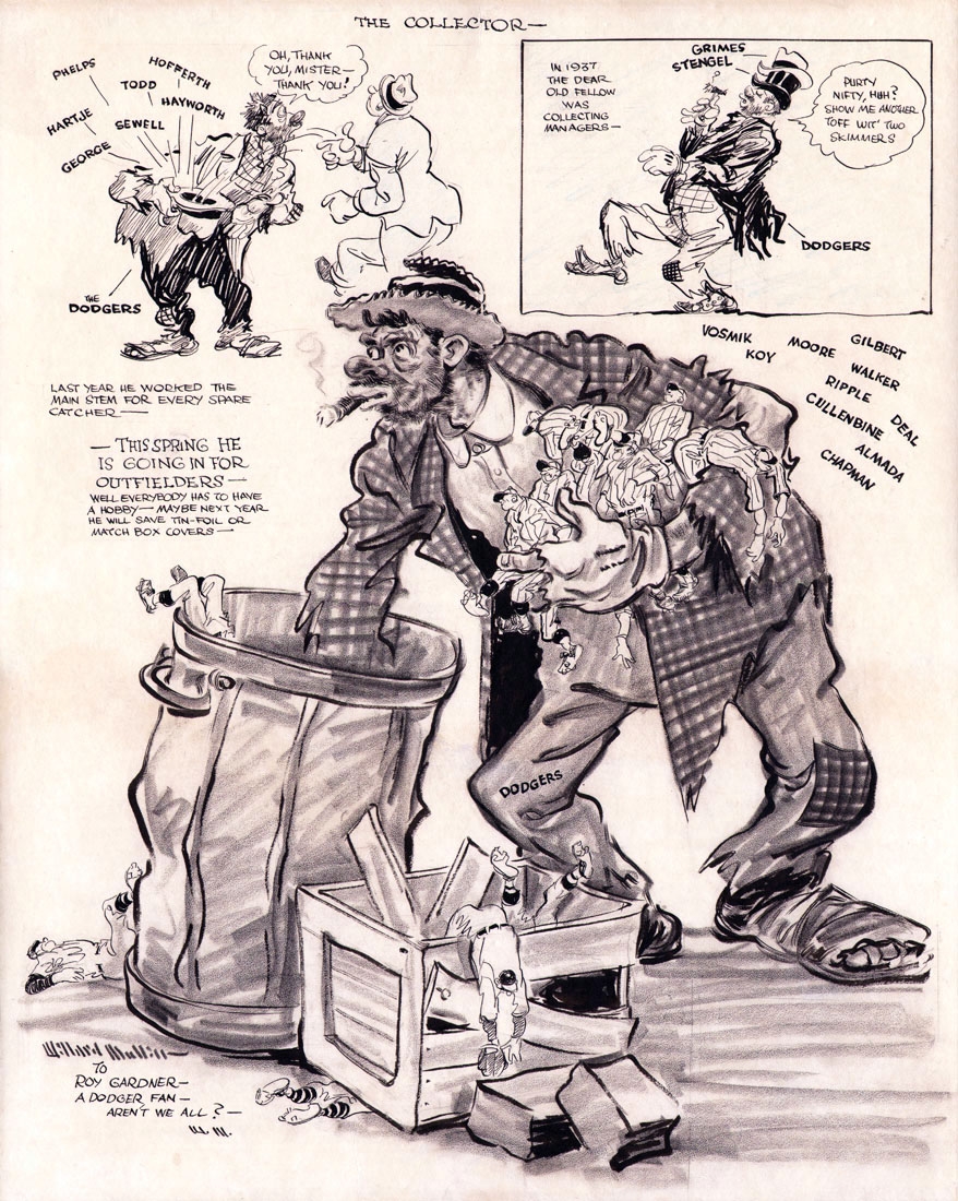 Willard Mullin - 1939 Bum Cartoon - Brooklyn Dodgers