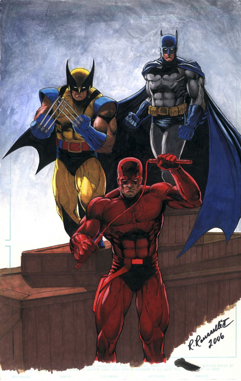 Batman,Daredevil,and Wolverine, in Ron Rousselle II's The Bat Family Comic  Art Gallery Room