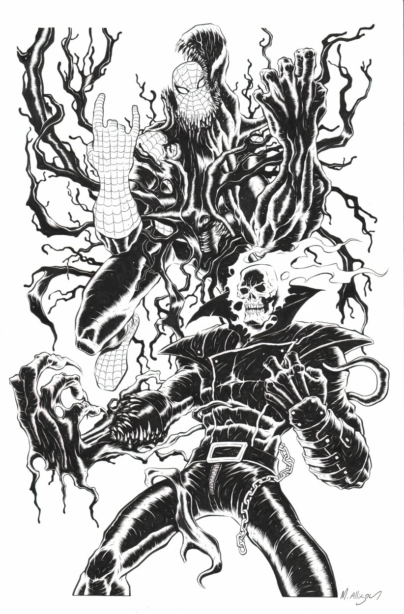 Symbiote Attacks Spider Man And Ghost Rider By Matthew Allison In Tyler