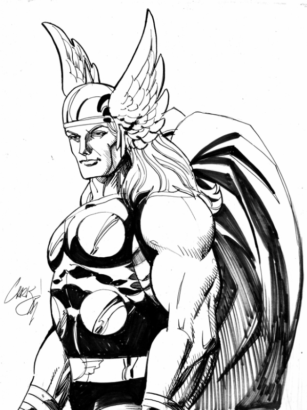 Thor Drawing, in Chris Marrinan's November 2021: Eternals, New Gods & Kirby  Creations Comic Art Gallery Room