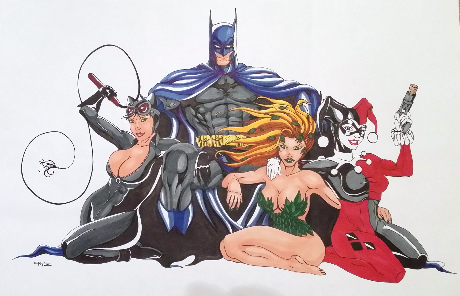 Batman and Female villains, in the March 2022: The Batman Comic Art  Sketchbook