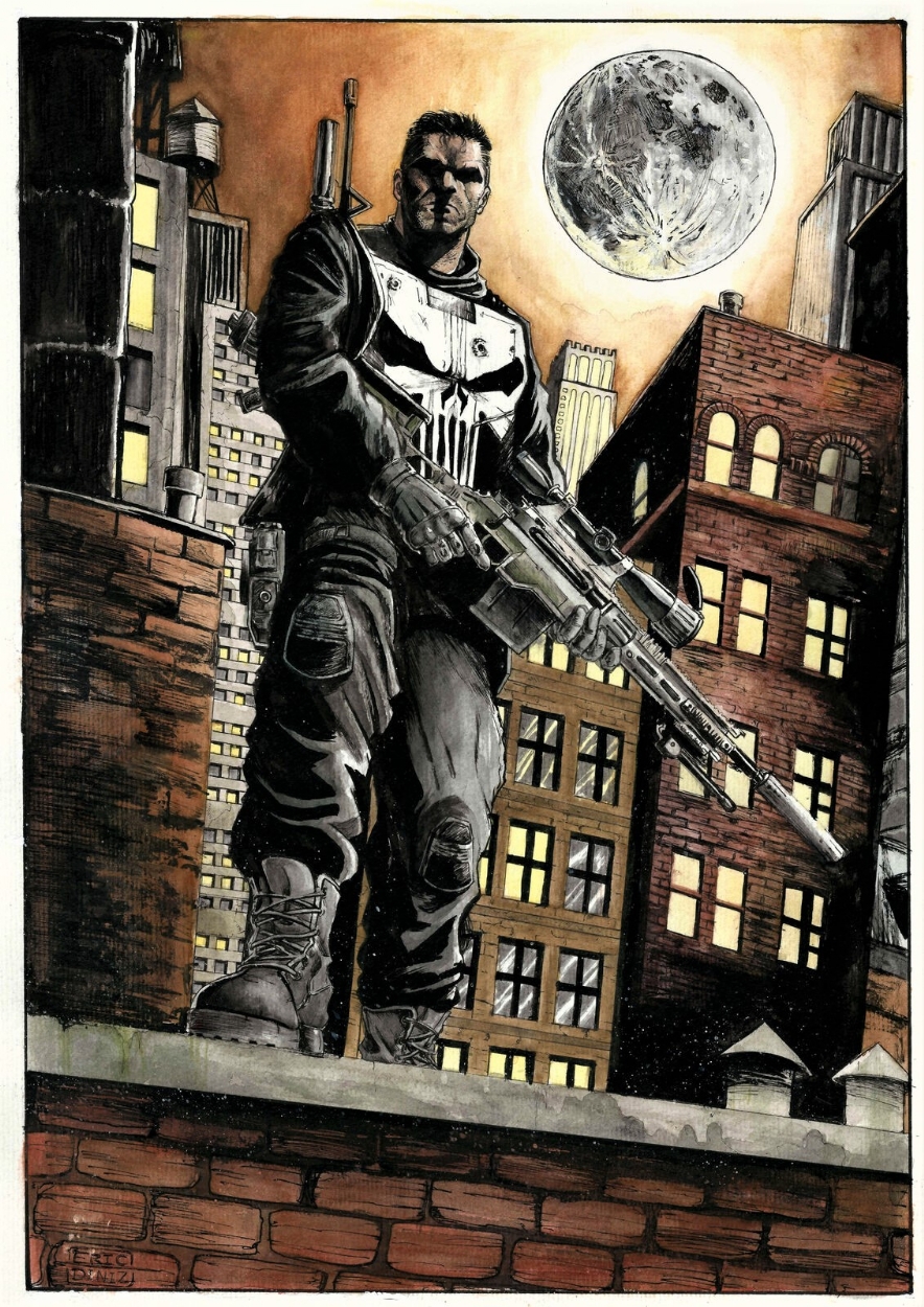 The Punisher, in the April 2023: Painted Artworks Comic Art Sketchbook