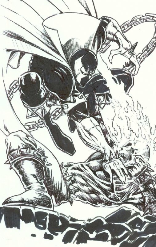 ghost rider vs spawn drawing