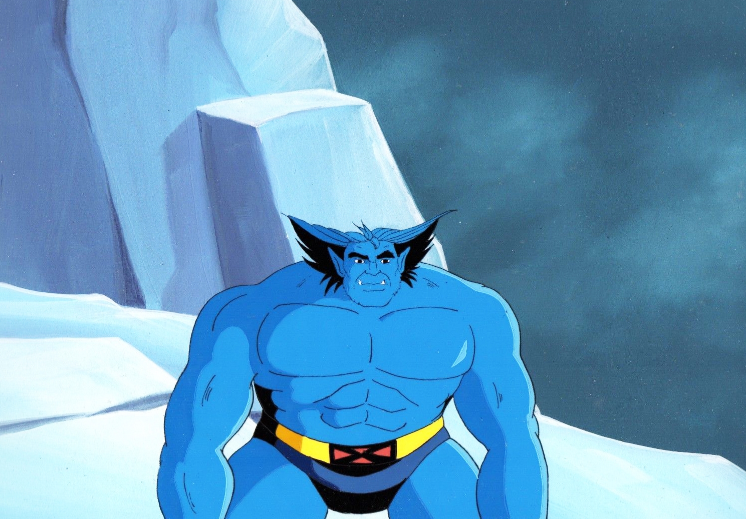 The Beast from The X-Men Animated Series Animation Cel on original  Production Backrground, in Carini Art Gallery's Animation Comic Art Gallery  Room