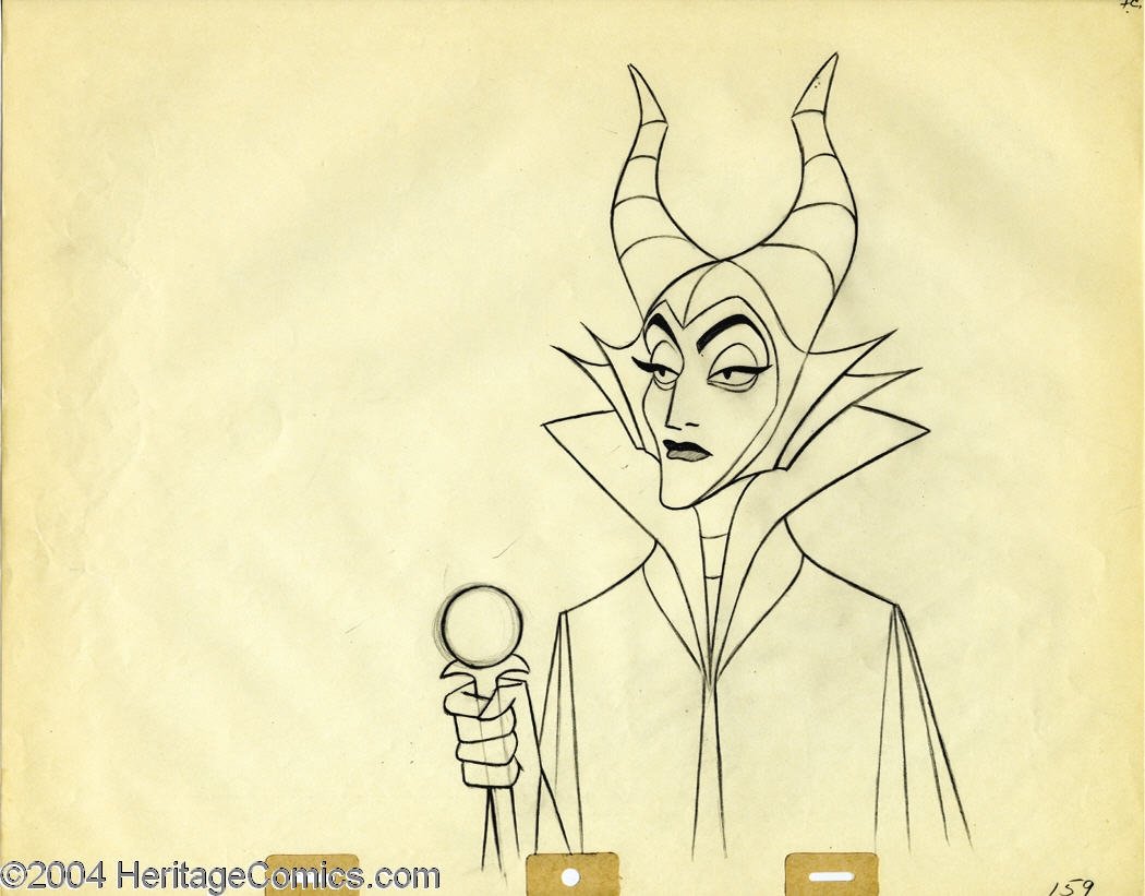 Maleficent from Sleeping Beauty 1959, in Richard Martines's Disney  Animation Pencil Drawings Comic Art Gallery Room