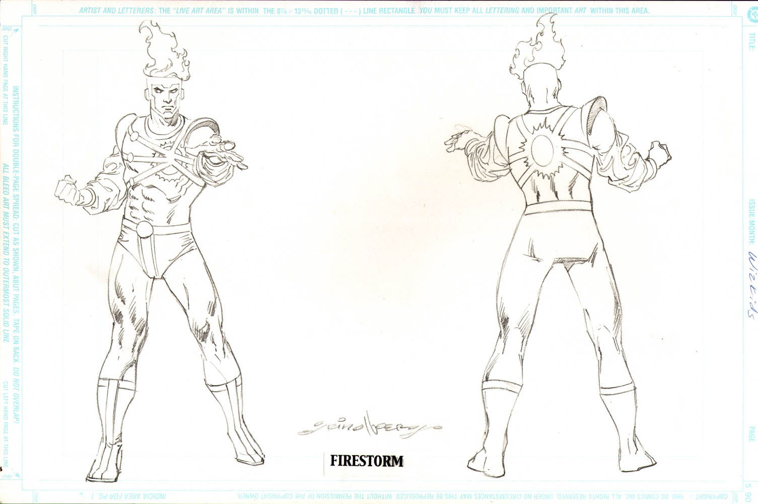 Comic Art Shop Andy Brown S Comic Art Shop Firestorm Statue Model Sheet The Largest Selection Of Original Comic Art For Sale On The Internet