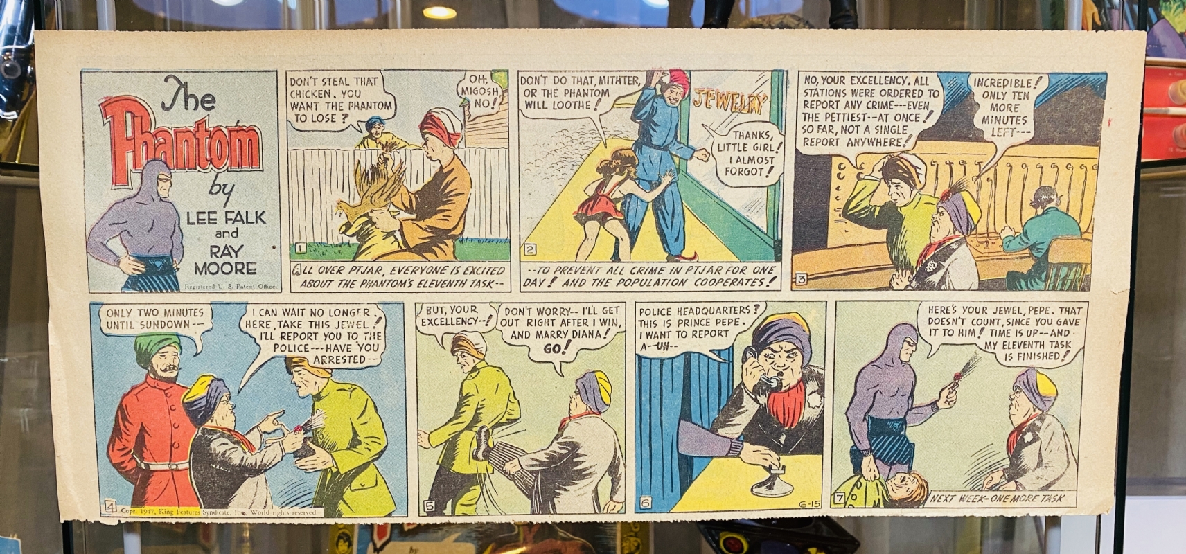 Ray Moore - The Phantom Sunday, 1947 original comic strip art (FOR SALE),  in Enter The Phantom's FOR SALE Album - The Phantom by Ray Moore, Wilson  McCoy and others Comic Art Gallery Room