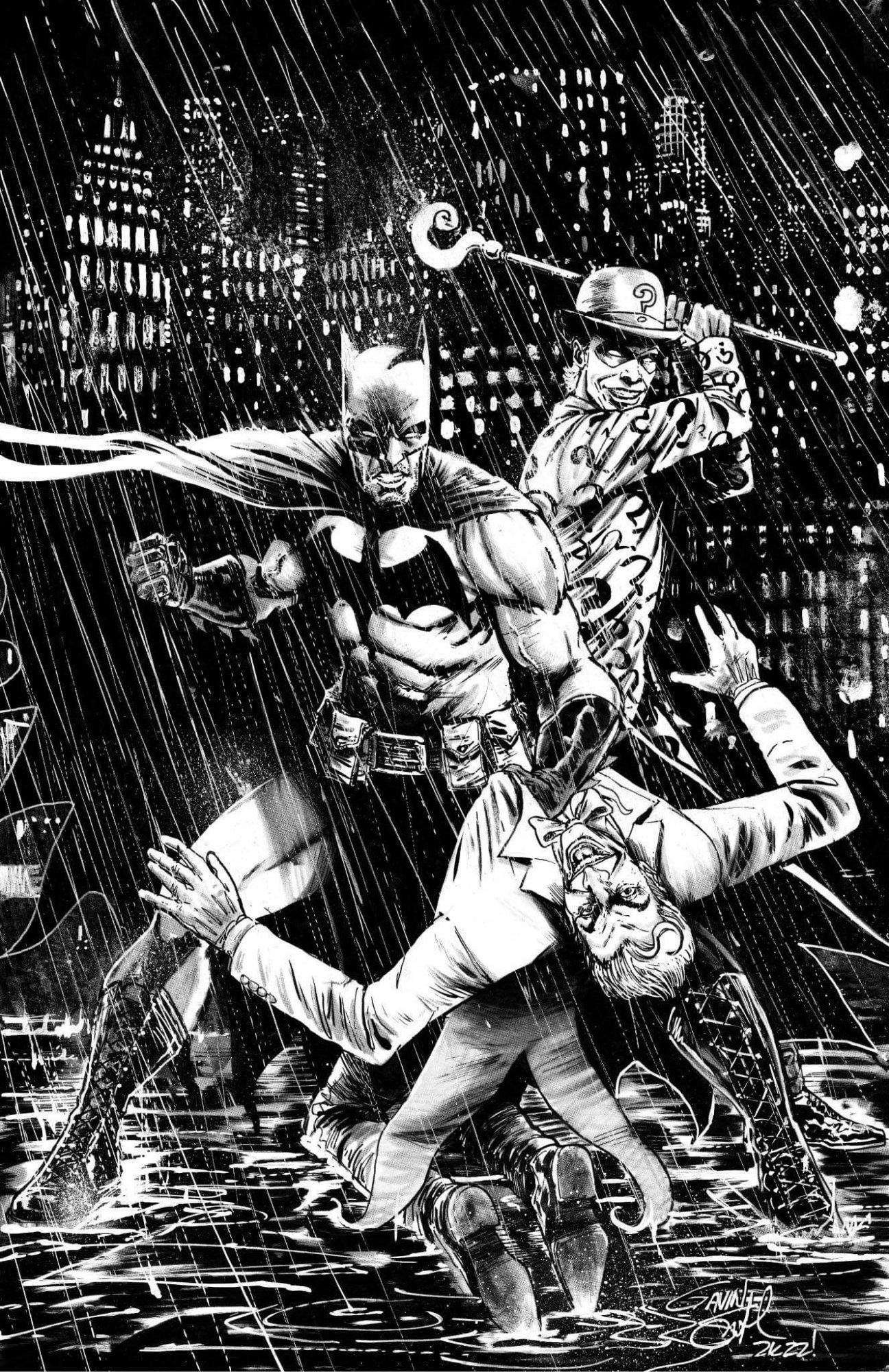 Batman vs. Joker & Riddler (2022), in Greg Gross's Gavin Smith Comic Art  Gallery Room