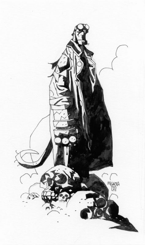 Hellboy pin-up, in Jim Demonakos's Mignola, Mike Comic Art Gallery Room