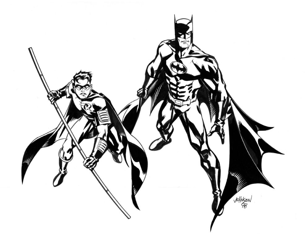 Batman & Robin by Dave Johnson, in David Chavoya's Various Stuff Comic Art  Gallery Room