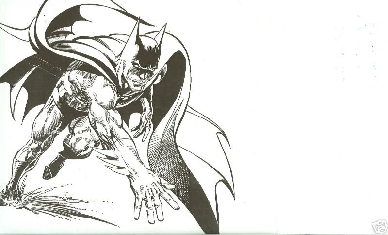 Adams Classic Batman pose recreation by Joe Rubinstein, in Jeff Scott's  Neal Adams Comic Art Gallery Room