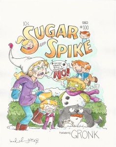 Sugar and Spike #100 Cover featuring Gronk & Co. by Katie Cook, Comic Art