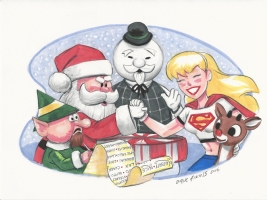 Supergirl vs. Rankin/Bass Santa by Dave Aikins Comic Art