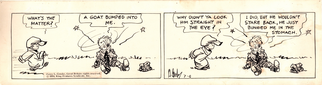 Skippy in  He Hadn't an Eye for It.  (1933-07-06) by Percy Crosby Comic Art