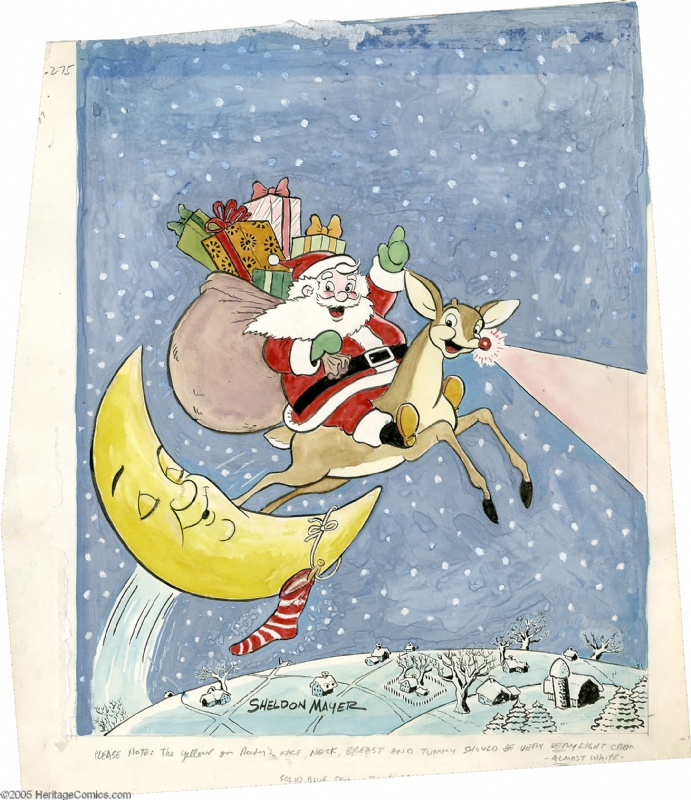 Santa and Rudolph (C-53 Front) by Sheldon Mayer Comic Art