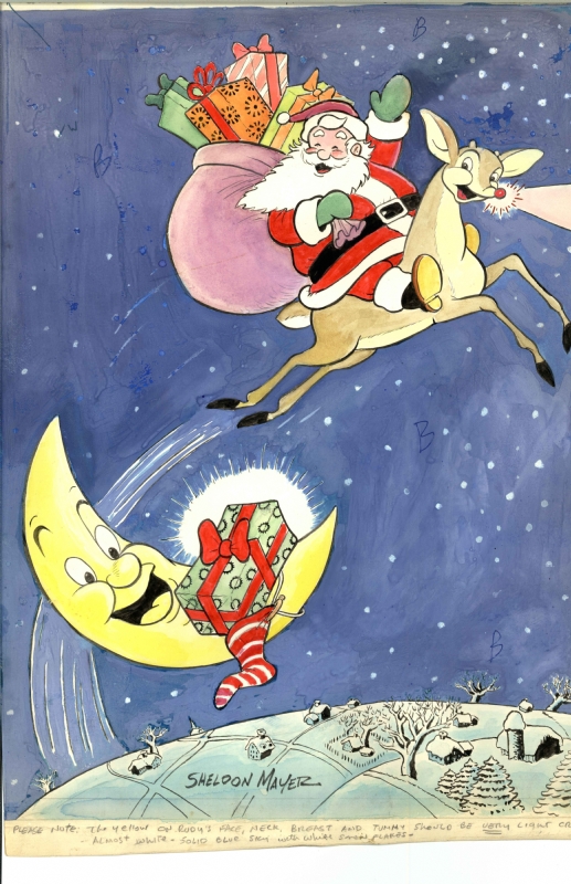 Santa and Rudolph (C53 Back) by Sheldon Mayer Comic Art