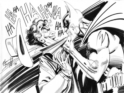 Batman vs. Joker sketch by Norm Breyfogle, Comic Art