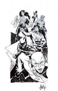 JLA Justice League Pinup by Cully Hamner, Comic Art