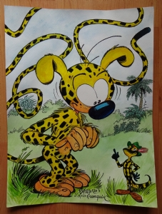 Marsupilami and Lurchi by Batem in colour Comic Art