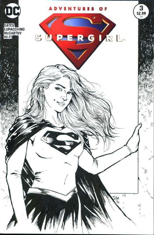 Original Artwork On Adventures Of Supergirl 3 Blank Variant Cover In Donny Gandakusumas