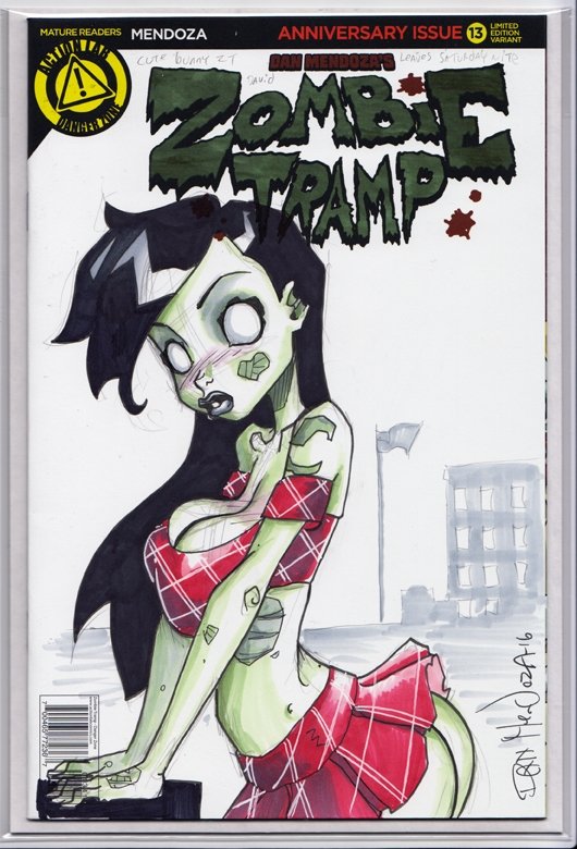 Zombie Tramp Schoolgirl sketch cover, in Jacob Barker's Comic book 