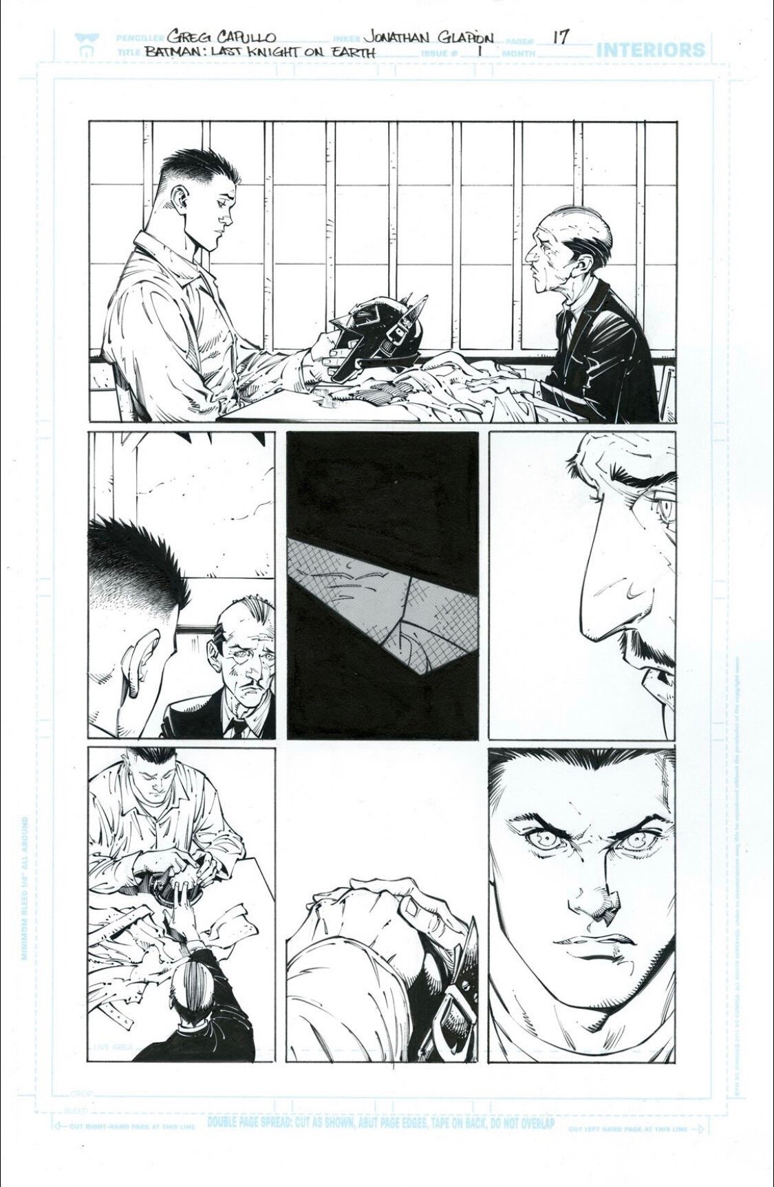 Batman: The Last Knight on Earth” Issue One Page 17 Writer: Scott Snyder  Pencils by: Greg Capullo Inks by: Jonathan Glapion, in Matt Todd's For Sale  Comic Art Gallery Room