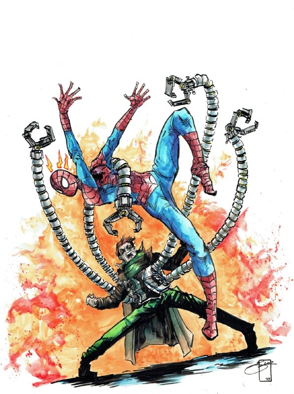 Spider-Man VS Doctor Octopus - Karl Slominski, in Donald Mock's Commissions  & Sketches Comic Art Gallery Room