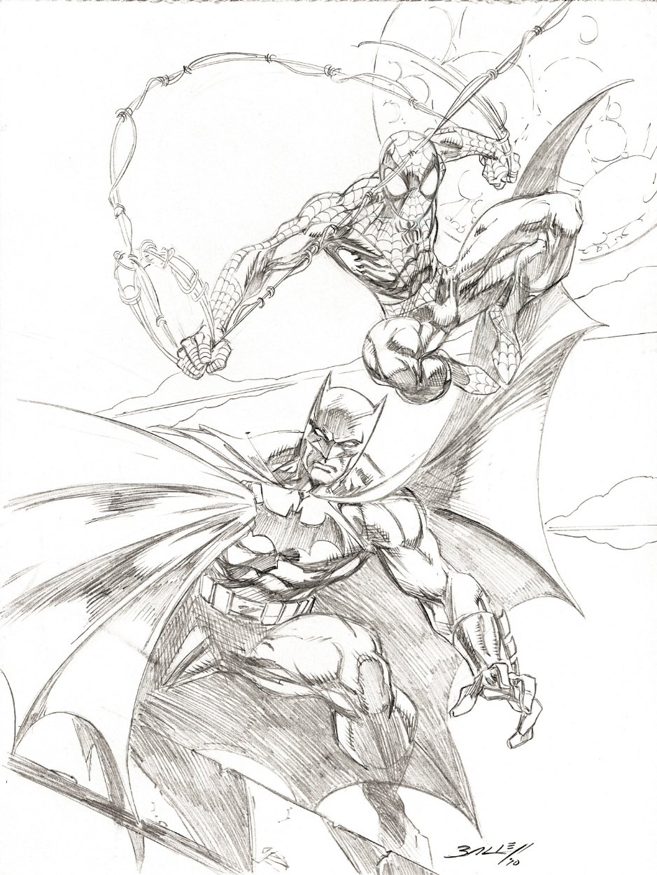 Spider-Man & Batman - Mark Bagley, in Donald Mock's Commissions & Sketches  Comic Art Gallery Room