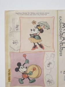 Disney's Mickey and Minnie Mouse Mc Call KAUMAGRAPH TRANSFER (1933) Comic Art