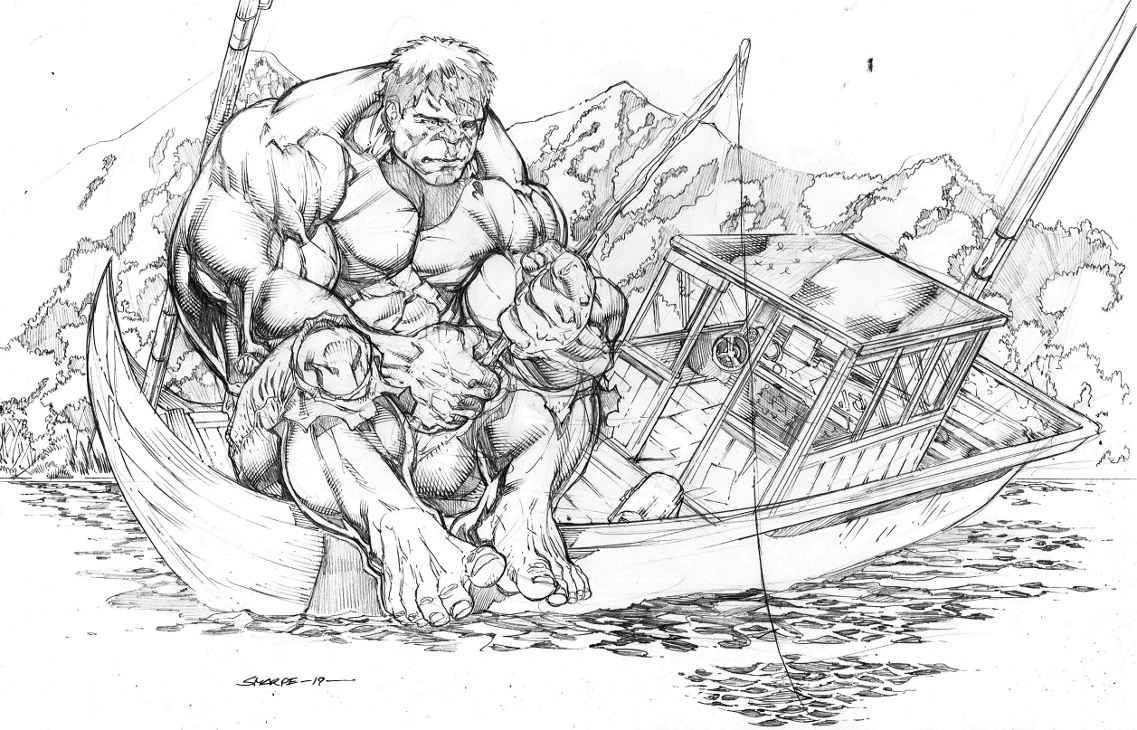 Hulk fishing., in kevin sharpe's Comic Art and Commissions Comic