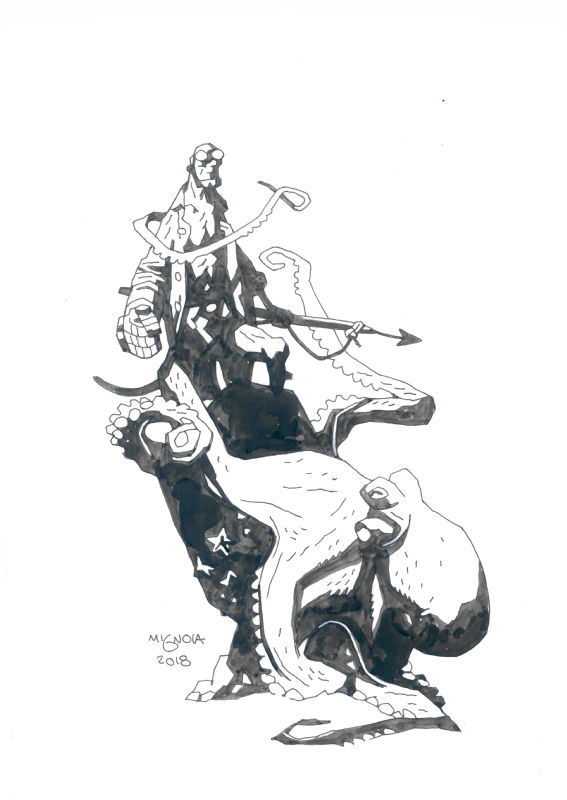 Mike Mignola - Hellboy Octopus, in Andrea Saladino's Sold! Comic Art ...