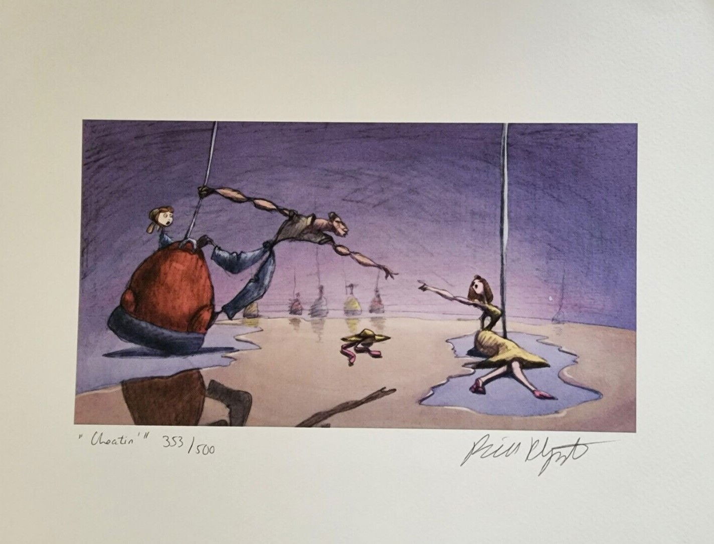 BILL PLYMPTON - Original Art Print “Cheatin’” #353/500 - Plymptoons 8.5 ...