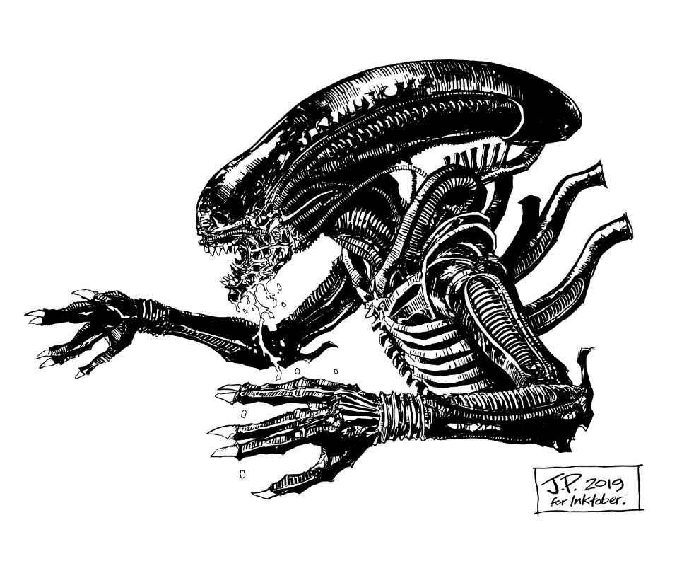 Aliens Advancing Xenomorph - Jerry Paris, in Blue Bandana's Other Comic ...