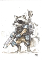Rocket Raccoon and Baby Groot - Niko Henrichon  Comic Art