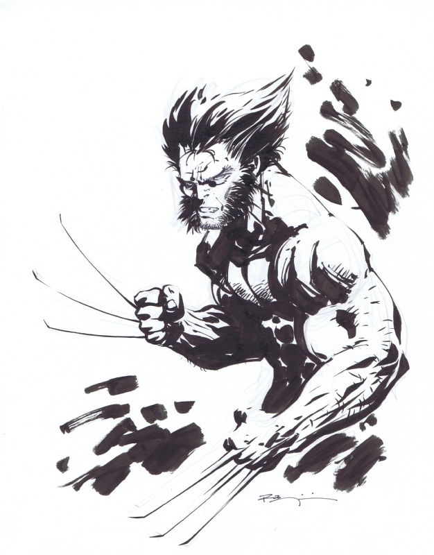 Wolverine By Ryan Benjamin , In Jose R's X-men Theme Sketches Comic Art 