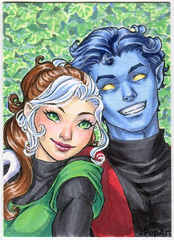 Rogue And Nightcrawler, In Jeena Pepersack's Sketch Cards Comic Art ...