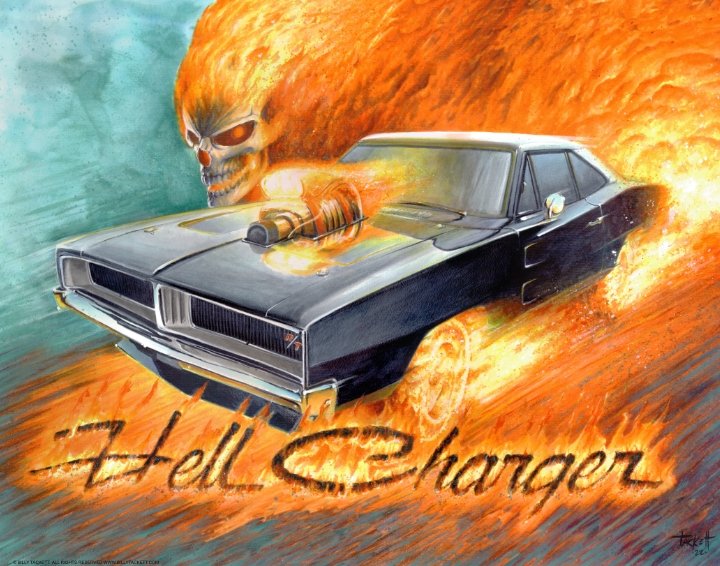 Ghost Rider 2, in Billy Tackett's Mixed media paintings Comic Art Gallery  Room