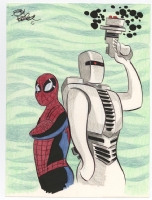 Rom, Spaceknight/Spider-Man pinup by Tom Beland Comic Art