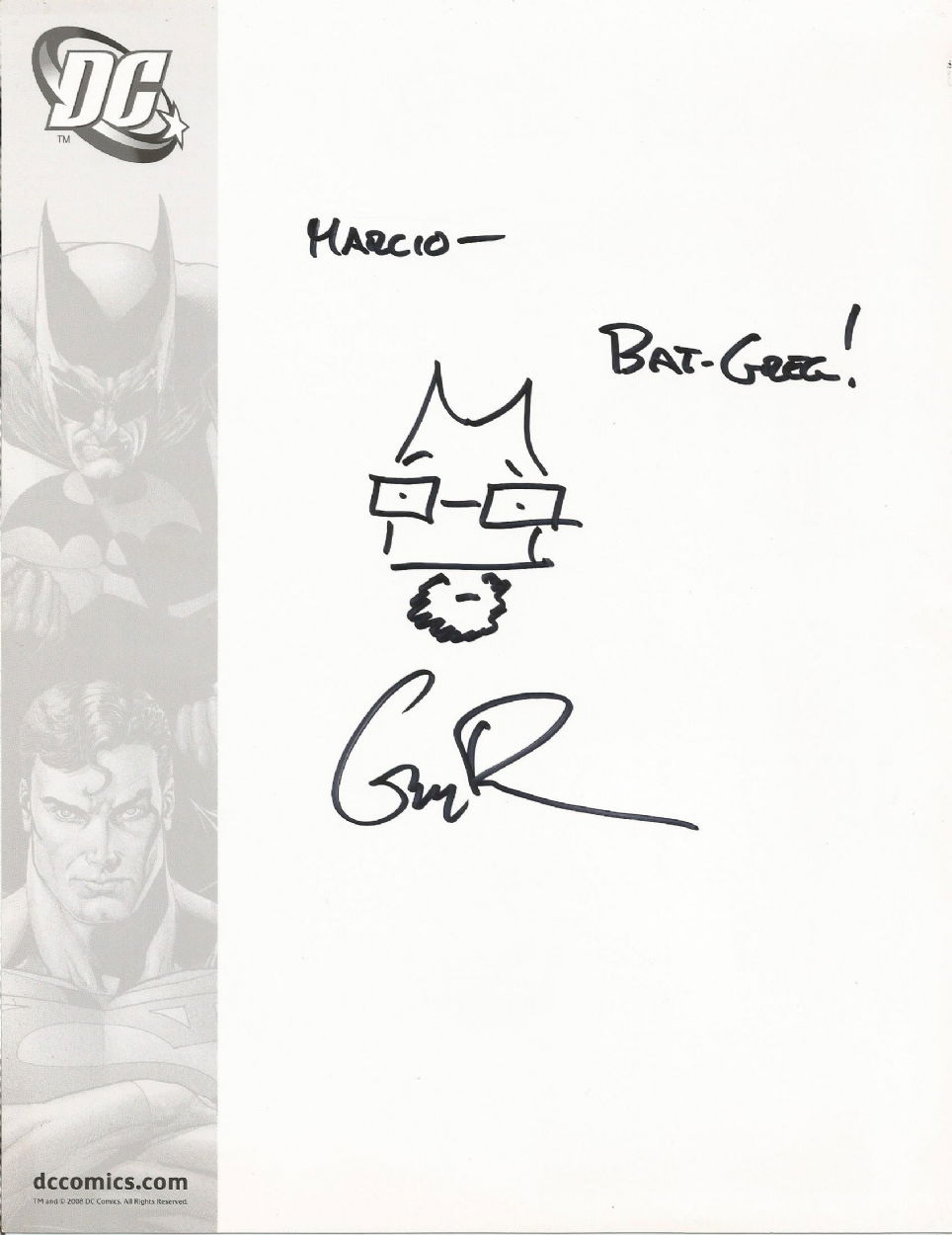 Bat-Greg By Batman Writer Greg Rucka, In Marcio Escoteiro's Sketches ...