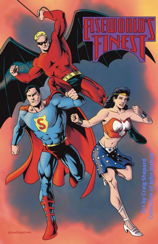 Original design Superman, The Bat-Man, and Suprema, The Wonder Woman, in  John Joshua's Golden Age Gallery Comic Art Gallery Room